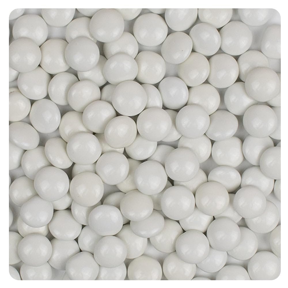 312ct White Bulk Chocolate Coated Gems - Candy Shell Treats For Parties, Gifting, Baking, Dessert Toppings, Candy Buffets And Everyday Snacking (10oz)