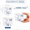 120Pcs Blue Floral Ice Cream Cups 12 Oz Disposable Blue and White Floral Paper Dessert Snack Bowls Fancy Flower Food Yogurt Containers for Food Soup Candies Bridal Shower Wedding Tea Party Decorations view 2