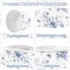 120Pcs Blue Floral Ice Cream Cups 12 Oz Disposable Blue and White Floral Paper Dessert Snack Bowls Fancy Flower Food Yogurt Containers for Food Soup Candies Bridal Shower Wedding Tea Party Decorations view 3