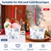 120Pcs Blue Floral Ice Cream Cups 12 Oz Disposable Blue and White Floral Paper Dessert Snack Bowls Fancy Flower Food Yogurt Containers for Food Soup Candies Bridal Shower Wedding Tea Party Decorations view 4