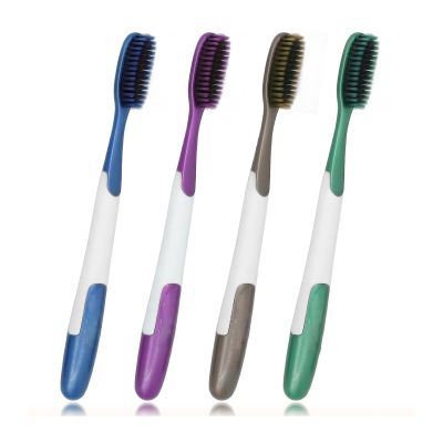 NSKQUFDNFKA Manual Toothbrush Huge Head Toothbrush Medium Soft Proper Dental Care Black Charcoal Bristles Brush(4Colors)