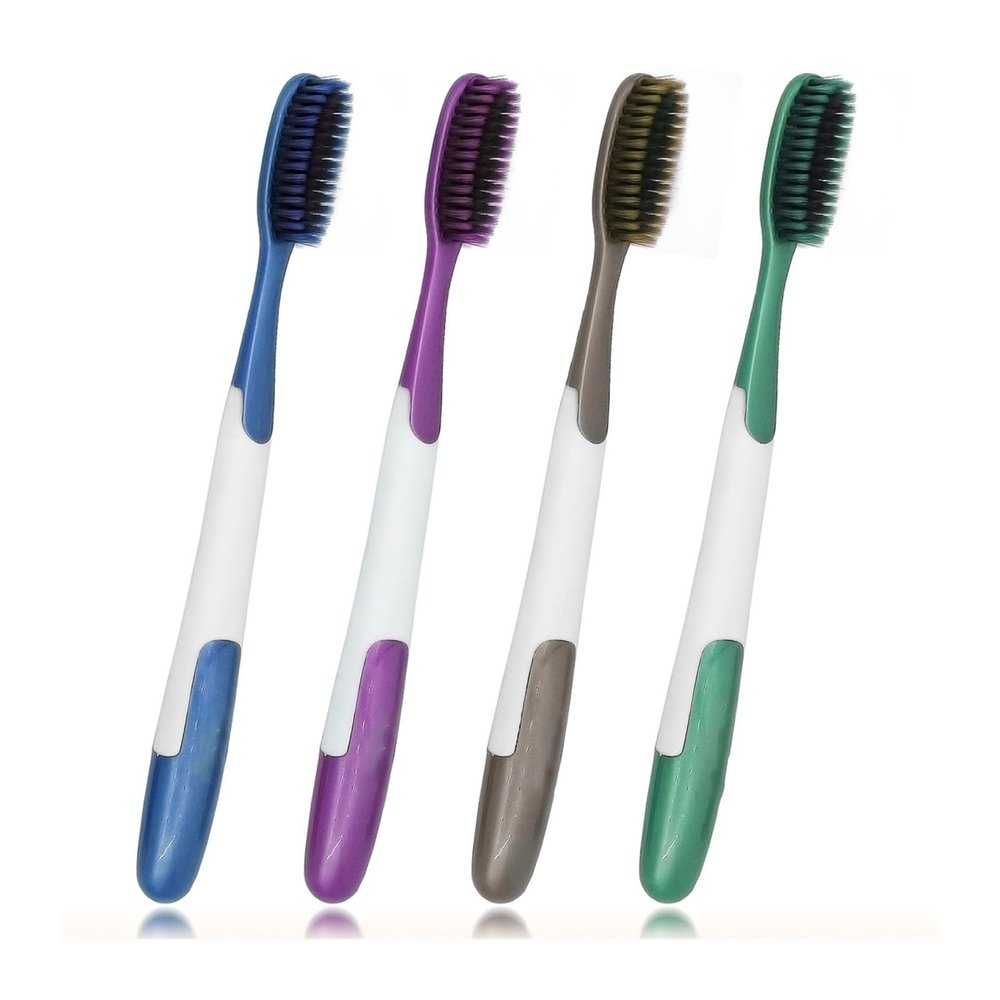 NSKQUFDNFKA Manual Toothbrush Huge Head Toothbrush Medium Soft Proper Dental Care Black Charcoal Bristles Brush(4Colors)