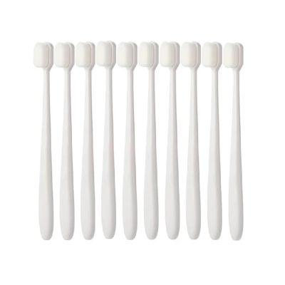 NSKQUFDNFKA Manual Toothbrush 10pcs/Set Toothbrush Bristle Ultrafine Adult Tooth Brush Teeth Deep Cleaning Dental Care Brush Portable Travel Brush(No.4 Flat)