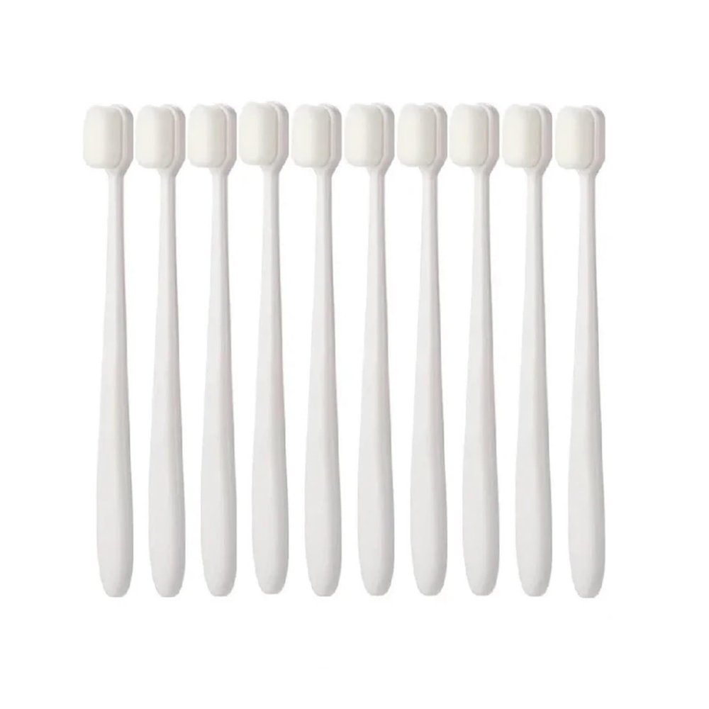 NSKQUFDNFKA Manual Toothbrush 10pcs/Set Toothbrush Bristle Ultrafine Adult Tooth Brush Teeth Deep Cleaning Dental Care Brush Portable Travel Brush(No.4 Flat)