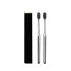 NSKQUFDNFKA Manual Toothbrush 1/2/3/4pcs Gold Toothbrush Luxury Soft Teeth Brush Men Women Adult Toothbrushes Electroplated Brushes Brush(2pcs Silver BK) view 1