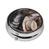 GGNKDL Cowboy Black Hat Western Boots Prints Round Mini Pill Box with 3 compartments for Pill Storage and Portable Travel view 2