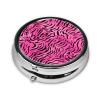 GGNKDL Zebra Tiger Leopard Pink Prints Round Mini Pill Box with 3 compartments for Pill Storage and Portable Travel view 2