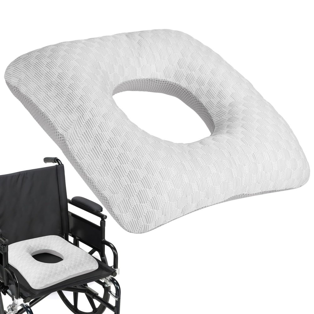 Vestamore Donut-Shaped Cushion For Pressure Relief, Seat Pad For Wheelchair, Stretch Cotton, Ice Silk Fabric With Removable Zipper Cover For Bedsores