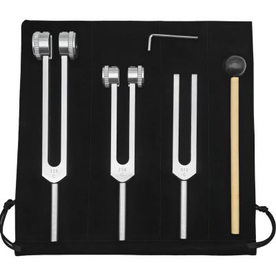 128Hz, 256Hz, 512Hz Tuning Forks Set With Mallet, Screwdriver, Carry Case With Dividers, Aluminum Alloy Build For Yoga, Sound Sessions, Balance