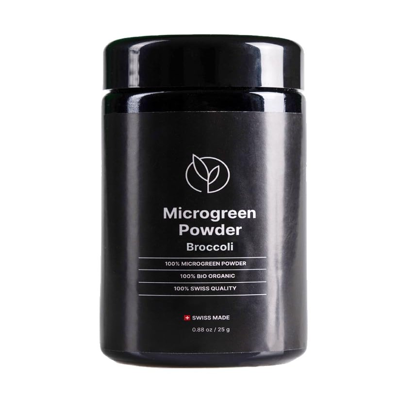 Broccoli Microgreen Powder Organic | Freeze-Dried for Freshness | Miron Violet Glass 0.88 OZ (25g) | Pure, Raw, Vegan & Gluten-Free | Small-Batch, Plant-Based Powder from Switzerland