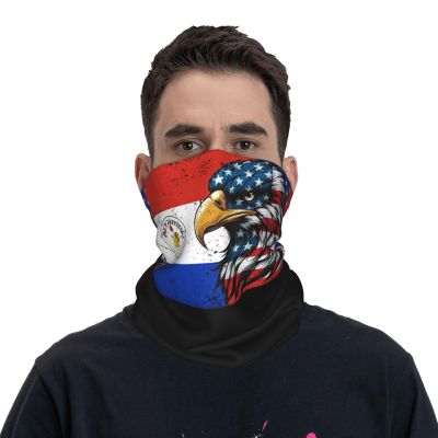 America and Paraguay Paraguayan Eagle Flag Neck Gaiter Balaclava Face Mask for Men Women Patriotic Design Seamless Bandana Cover Scarf Headwear Headband Head Wrap White