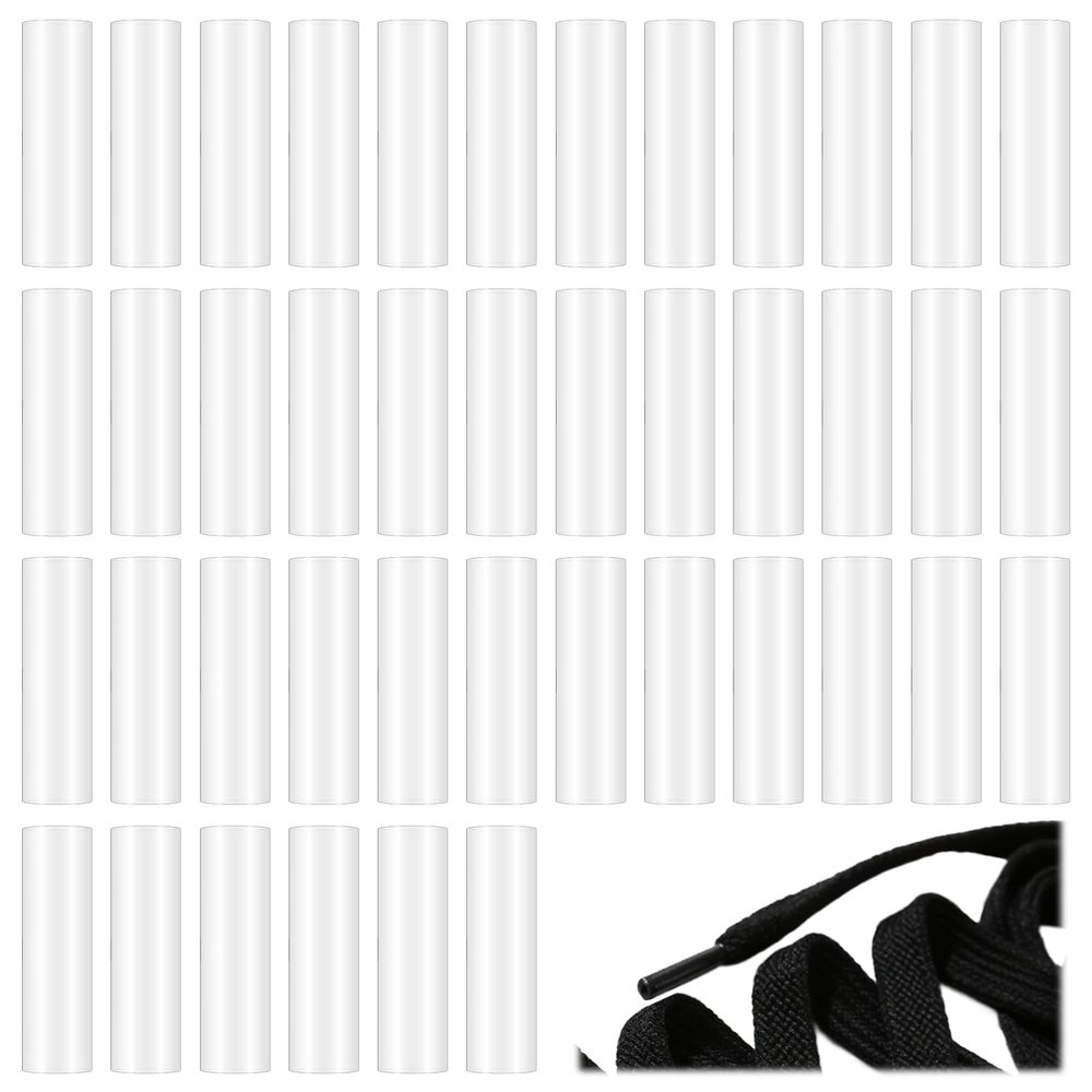 100Pcs Replacement Plastic Aglet Tips Heat Shrink Tubing Tips for Sneaker Shoe Lace Shortening Repair, Clear Aglets For Shoelaces for Drawstring Ends DIY Shoelace Heads Hoodies Clothing Rope Heads