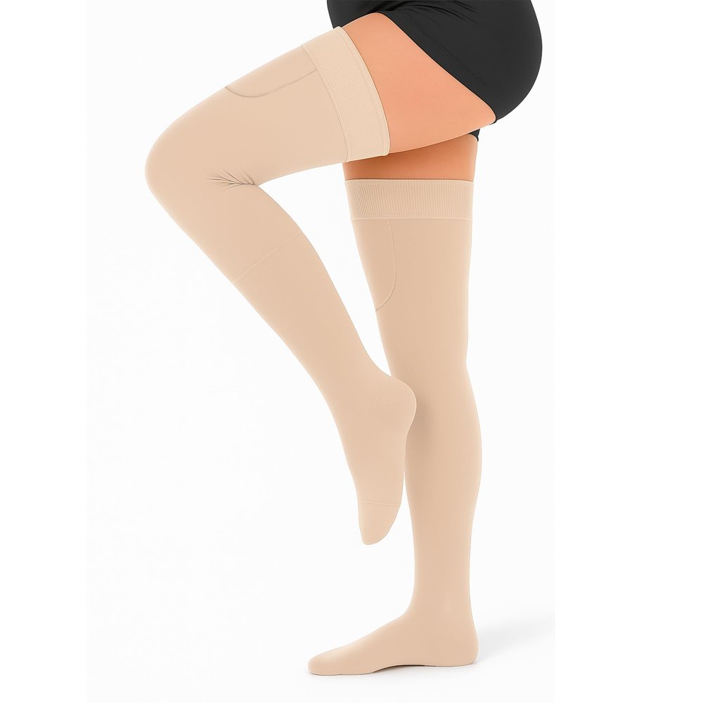 AMZ Medical Supply Light Beige Anti Embolism Stockings for Women and Men, 3X-Large (Long Legs). Medical Compression Stockings. Post Surgery Compression Garment for Blood Circulation and Vein Support