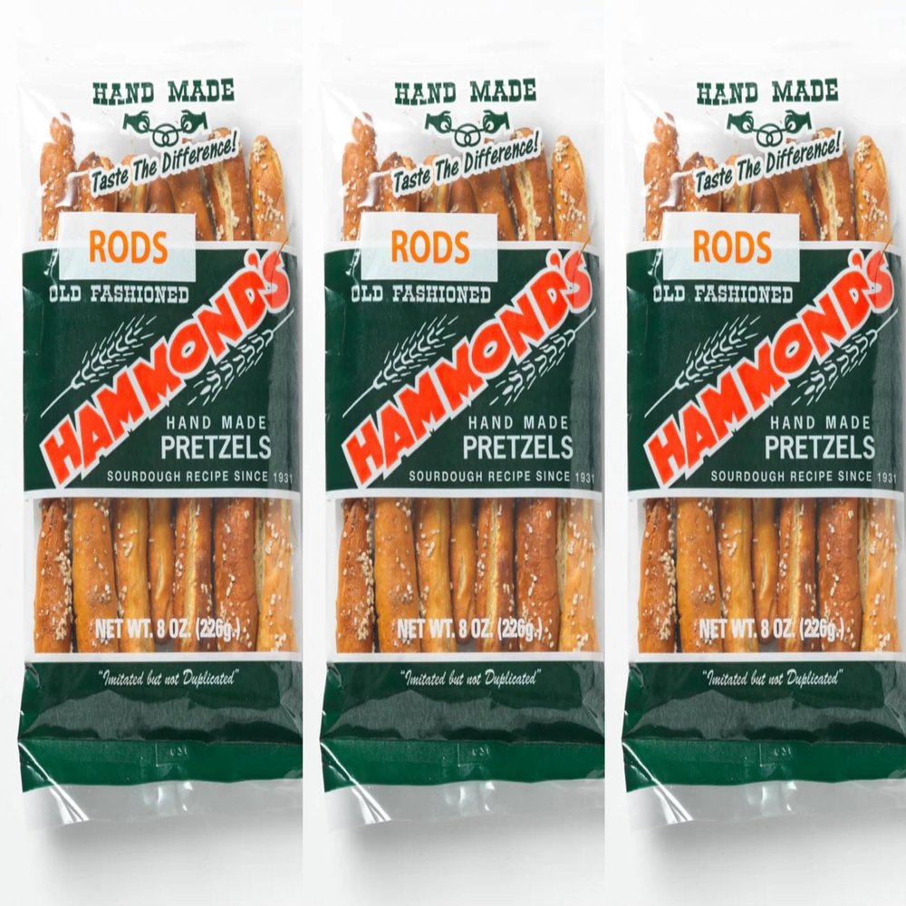 Hammond's 8 oz bag of pretzel rod handmade Pretzels 8 ounces bag (3 bags)