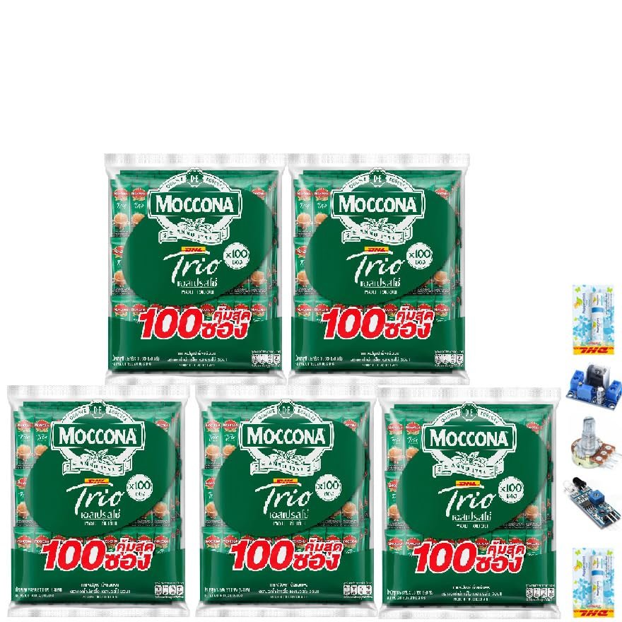 Arabica Robusta Roasted Delicious Snack MocconaTrio Espresso 3 in 1 Instant Coffee 100 Sachets/Pack (1580 Grams) Set 5 B959 By Thaigiftshop [Get Free Tomato Facial Mask]