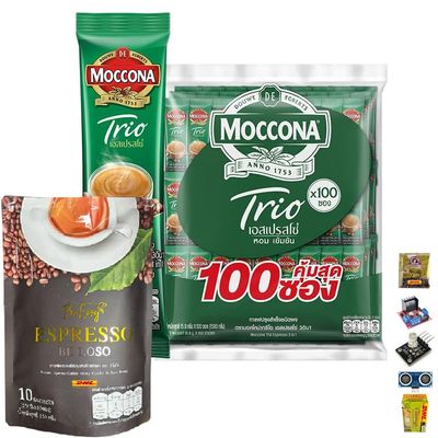 150 grams (10 Sachets) Roasted Snack Delicious Mellow Intense Be Easy Espresso Coffee Mix & MocconaTrio 3in1 100 Vegan Snack Robusta By Beautygoodshop [Get Free For You Beauty Gifts]