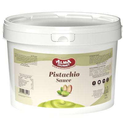 Alma Gourmet Sicilian Pistachio Sauce 3kg (6.6 lb) Bulk Tub Pistachio Dessert Topping & Drizzle for Coffee, Ice Cream, Pastries & Dubai Chocolate Food Service for Cafs & Bakeries
