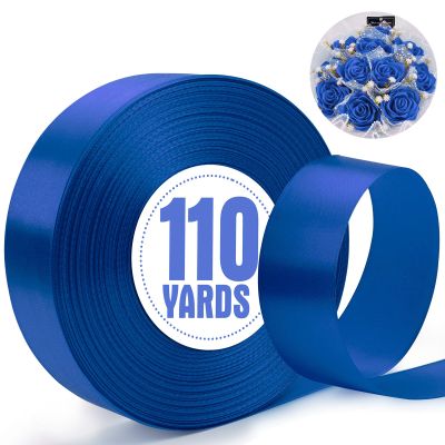 XSEINO 110 Yards Ribbon,1 1/2 Inch Royal Blue Satin Ribbon for Flower Bouquet, Gift Wrapping, Ribbons for Crafts, Hair Bows Making, Wedding Party Decoration, Sewing, Invitation Cards, Christmas