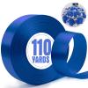 XSEINO 110 Yards Ribbon,1 1/2 Inch Royal Blue Satin Ribbon for Flower Bouquet, Gift Wrapping, Ribbons for Crafts, Hair Bows Making, Wedding Party Decoration, Sewing, Invitation Cards, Christmas view 1