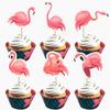 36 PCS Luau Flamingo Cupcake Toppers Double Side Tropical Aloha Flamingo Cupcake Picks for Summer Hawaiian Luau Tropical Theme Baby Shower Wedding Birthday Cake Decorations Supplies view 1