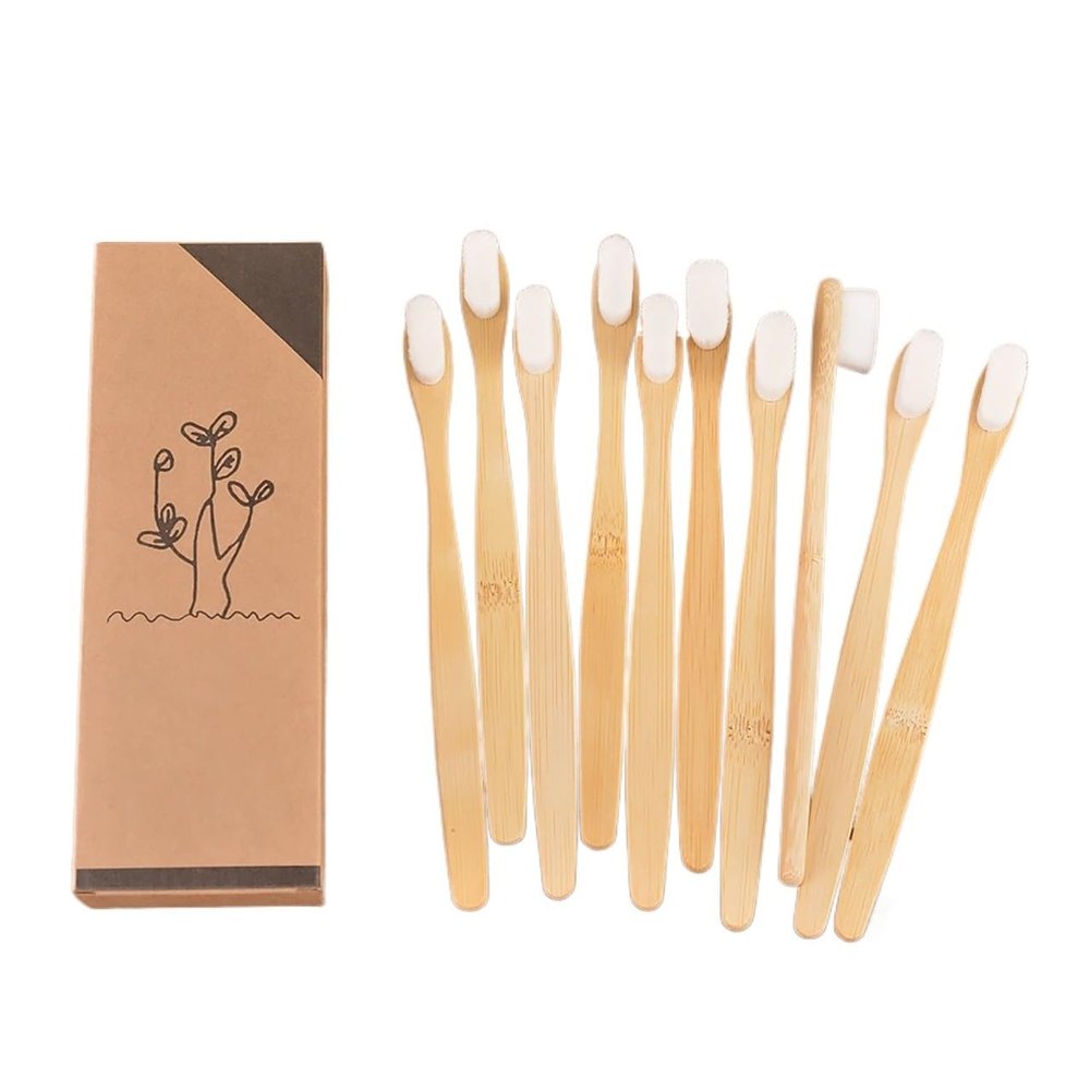 NSKQUFDNFKA Manual Toothbrush 10 Pcs Ultra Fine Soft Hair Travel Toothbrush Fiber Manual Vegan Teeth Oral Hygiene Care Tools Brush(10Pc White)