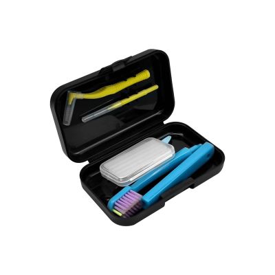 NSKQUFDNFKA Manual Toothbrush 1 Box Cleaning Care Kits Portable Travel Oral Teeth Cleaning Set Detachable Toothbrush Interdental Brush Brush(Black)