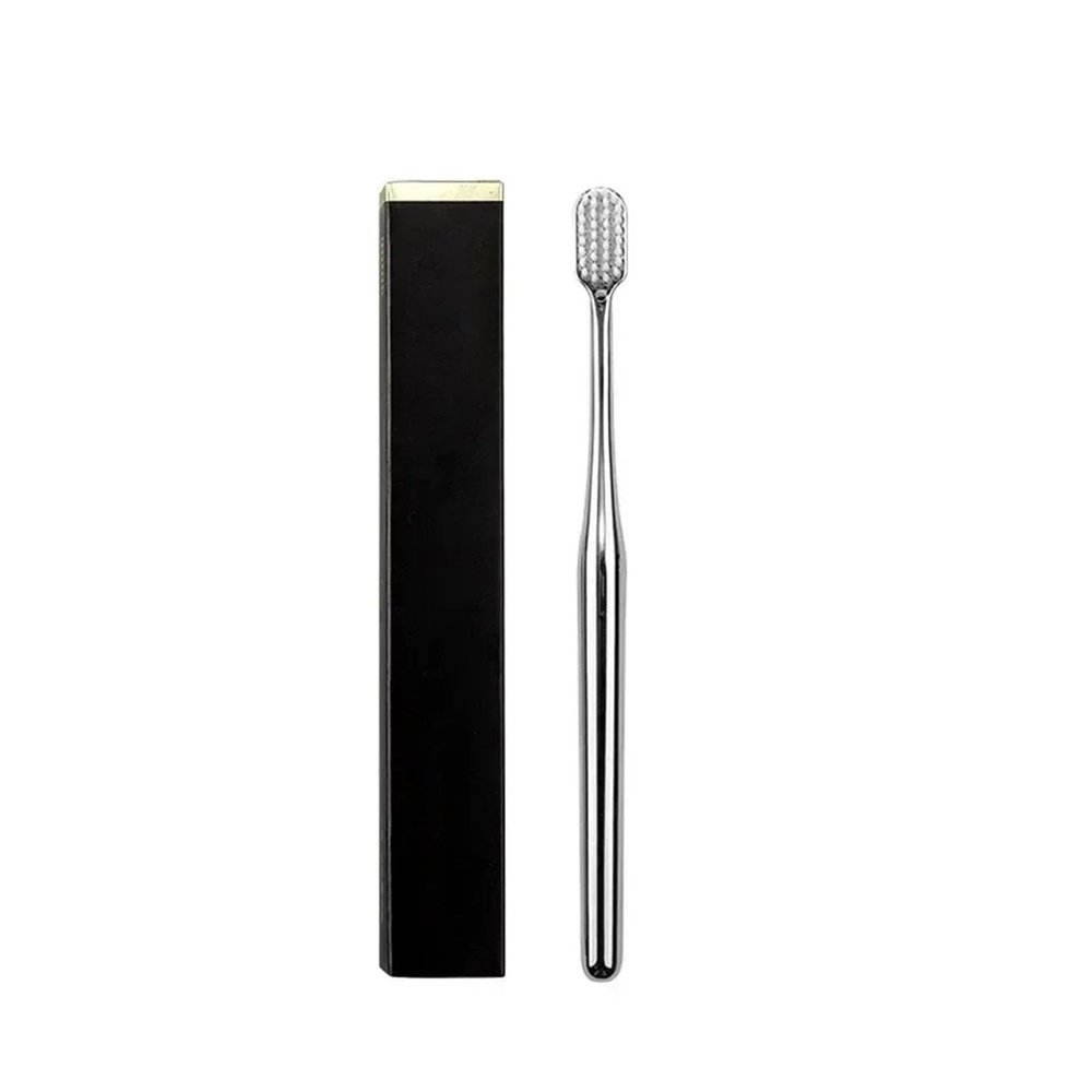 NSKQUFDNFKA Manual Toothbrush Soft Toothbrush Men Women Adult Gold Silver Brushes Elegance Gentle Toothbrushes Brush(SW)