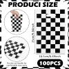 100Pcs Black and White Checkered Race Car Party Favor Bags, Plastic Black and White Checkered Candy Bags with Handles, Racecar Plaid Candy Gift Bags for Fast Race Car Birthday Party Decorations view 2