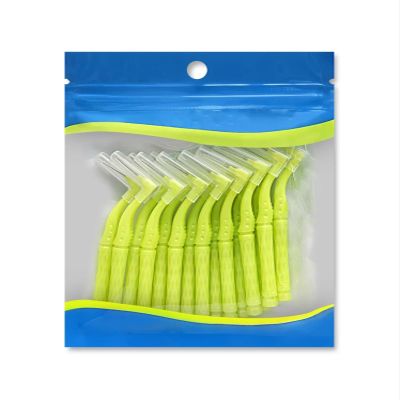 NSKQUFDNFKA Manual Toothbrush 15 PCS Beveled Teeth Brush Adult Cleaning Braces Orthodontic Gaps Between Brush(0.8mm(SS) Green)
