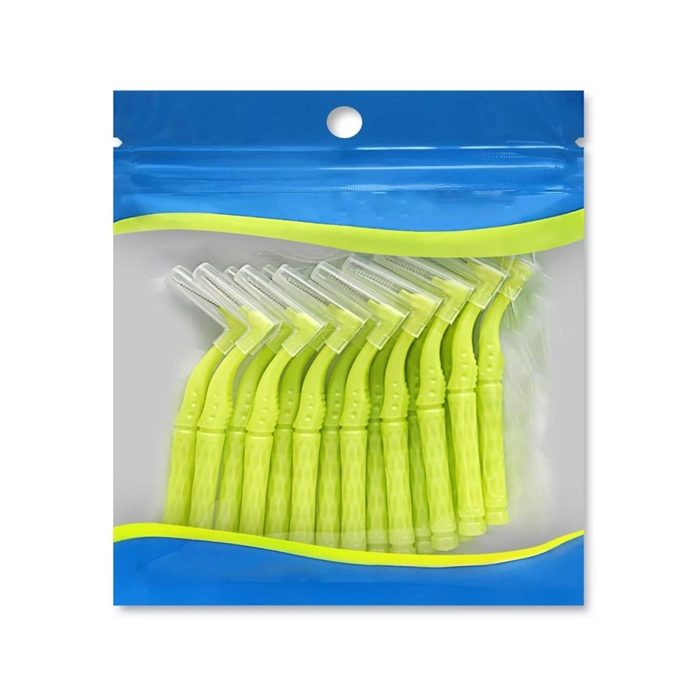NSKQUFDNFKA Manual Toothbrush 15 PCS Beveled Teeth Brush Adult Cleaning Braces Orthodontic Gaps Between Brush(0.8mm(SS) Green)