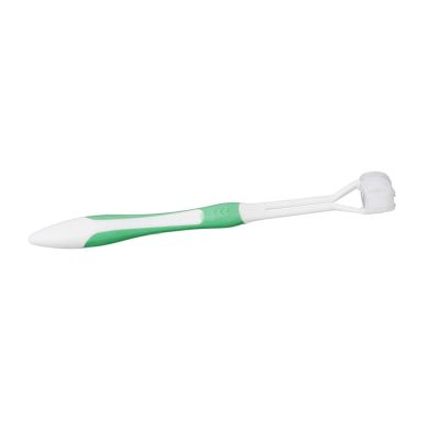 NSKQUFDNFKA Manual Toothbrush 3D Stereo Three-Sided Toothbrush Soft Hair Adult Children Tongue Scraper Interchangeable Deep Cleaning Brush(Green)