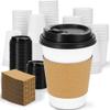 Clawsoff 100 Pack 12 oz Disposable Coffee Cups with Lids and Insulated Sleeves, Leak-free Paper and Sturdy Thick Paper Hot to Go Coffee Cups with Lids for Cold/Hot Beverage (White) view 1