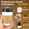 Clawsoff 100 Pack 12 oz Disposable Coffee Cups with Lids and Insulated Sleeves, Leak-free Paper and Sturdy Thick Paper Hot to Go Coffee Cups with Lids for Cold/Hot Beverage (White) view 2
