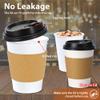 Clawsoff 100 Pack 12 oz Disposable Coffee Cups with Lids and Insulated Sleeves, Leak-free Paper and Sturdy Thick Paper Hot to Go Coffee Cups with Lids for Cold/Hot Beverage (White) view 3