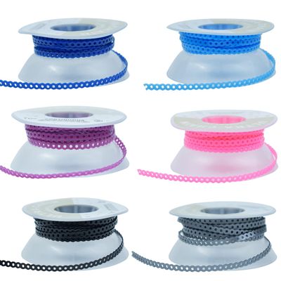 6 Rolls Orthodontic Braces Rubber Chains,Dental Power Chain Spool Elastic Rubber Bands for Teeth Brace (Short)