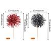 40 Pack Foil Frill Firework Cupcake Toppers Sparkle Tinsel Happy Birthday Holiday Cupcake Picks Drink Stirrers Cocktail Food Fruit Toothpicks for Birthday Cake Decorations Party Black Red view 2