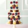 40 Pack Foil Frill Firework Cupcake Toppers Sparkle Tinsel Happy Birthday Holiday Cupcake Picks Drink Stirrers Cocktail Food Fruit Toothpicks for Birthday Cake Decorations Party Black Red view 3