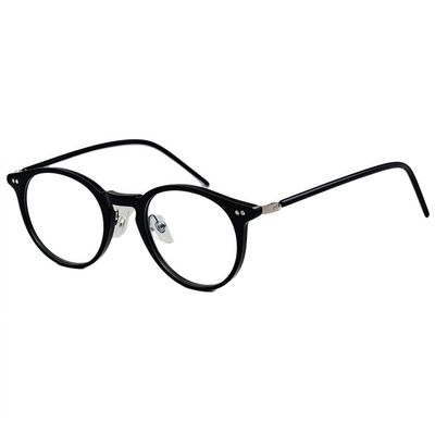 BETSION Ultralight Acetate Reading Glasses Retro Simple Round Eyeglasses Frames Men Women Full Rim Vintage (Black, 4, x)