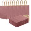 qiqee Dusty Rose Brown Gift Bag with Handles Bulk 24Pcs Paper Bags -8.3"x6"x3. 15" Party Favor Bags - Solid Color view 1