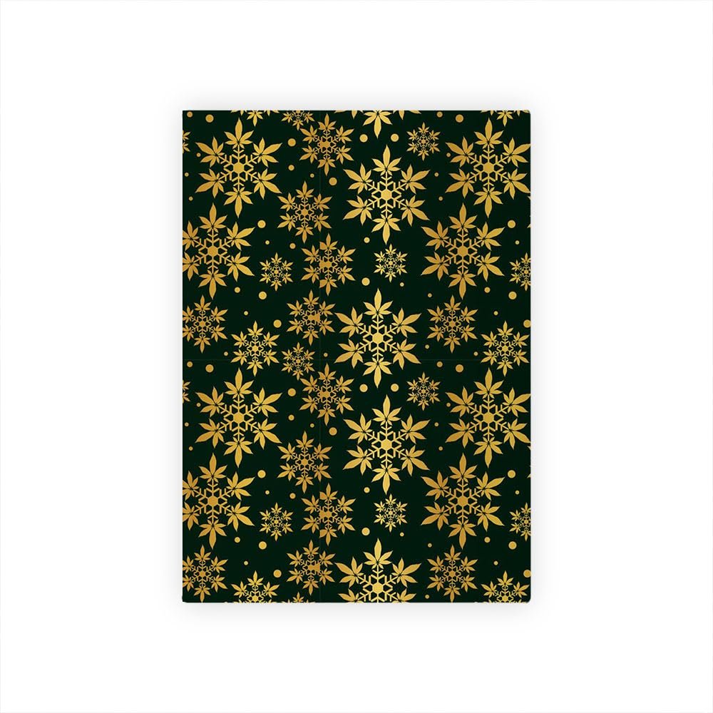 Gold Snowflake Wrapping Paper on Black, Elegant Holiday Gift Wrap, Christmas Gift Wrap, Birthday Gift Wrapp
