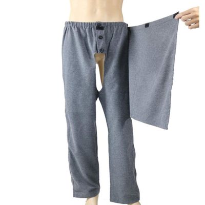 HDXWIFD Unisex Patient Pants, Incontinence Catheter Trousers with Pockets, Patient Pants Patient Care Clothes Side Zipper Care Open Tear Away Pants Nursing Aid