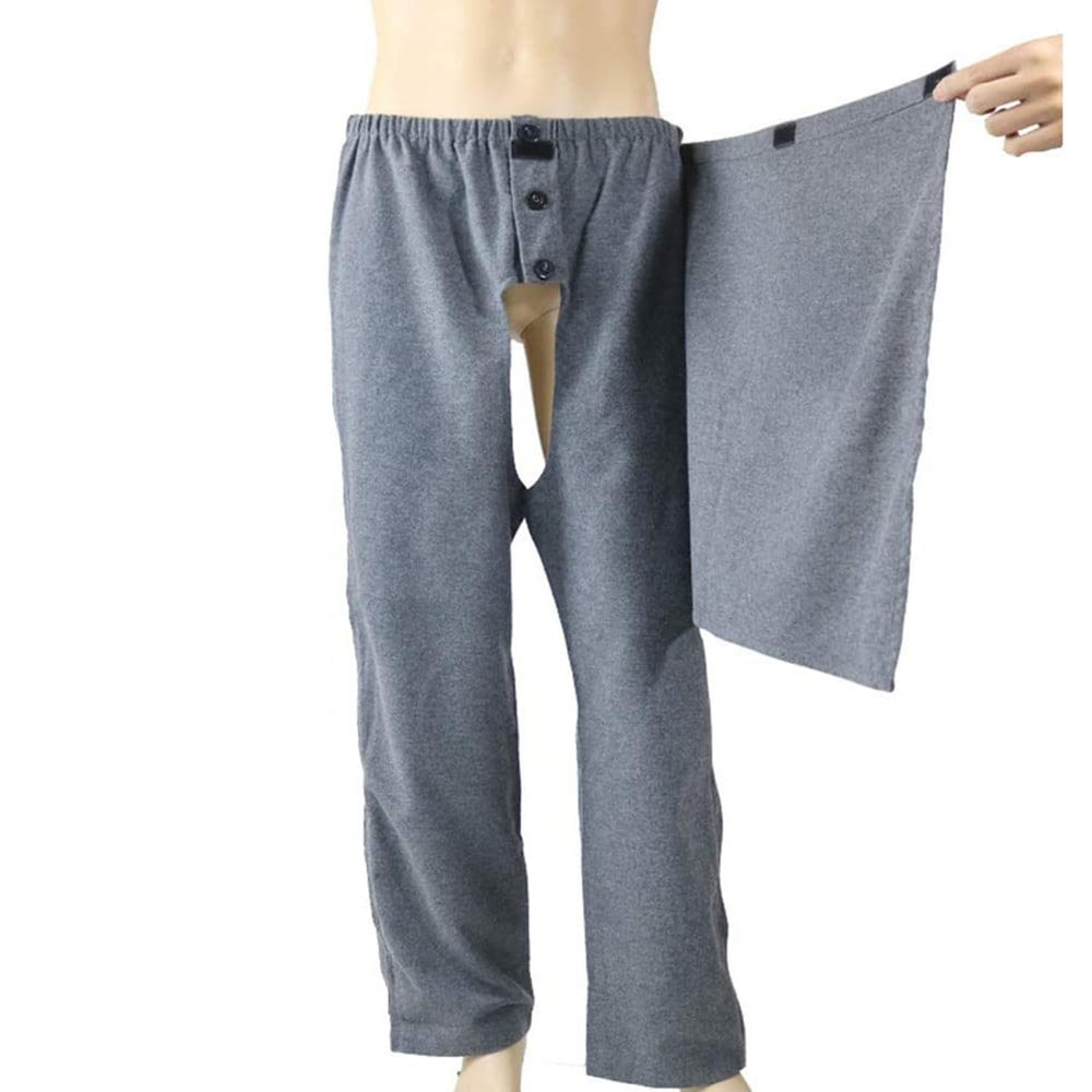 HDXWIFD Unisex Patient Pants, Incontinence Catheter Trousers with Pockets, Patient Pants Patient Care Clothes Side Zipper Care Open Tear Away Pants Nursing Aid