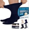 Doctor's Select Diabetic Socks for Men - 4 Pairs Crew Stretch Top Mens Diabetic Socks for Men Size 13-15 | Neuropathy | Black, Gray, Beige, Navy Nvy-4P view 1