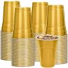 Mimorou Gold 200 Pack 16 oz Plastic Cups Bulk, Disposable Cups for Party Graduation Mardi Gras Wedding Stackable Beverage Drinking Tumbler Heavy Duty for BBQ Birthday Baby Shower view 1