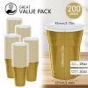 Mimorou Gold 200 Pack 16 oz Plastic Cups Bulk, Disposable Cups for Party Graduation Mardi Gras Wedding Stackable Beverage Drinking Tumbler Heavy Duty for BBQ Birthday Baby Shower view 2