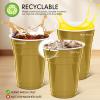 Mimorou Gold 200 Pack 16 oz Plastic Cups Bulk, Disposable Cups for Party Graduation Mardi Gras Wedding Stackable Beverage Drinking Tumbler Heavy Duty for BBQ Birthday Baby Shower view 3