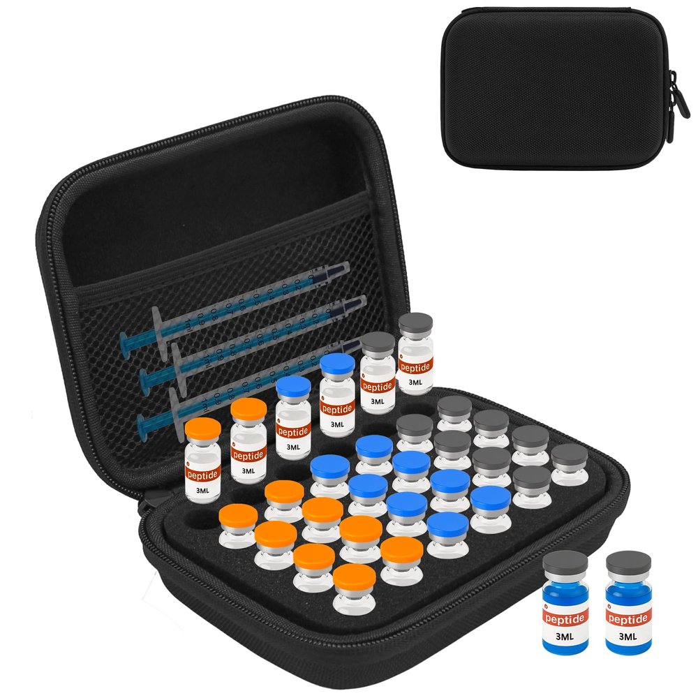 3ML Peptide Case 30-Slot Peptide Organizer with Mesh Pocket, Fits 3ml Bottles, Peptide Storage Case for Fridge (Bag Only)