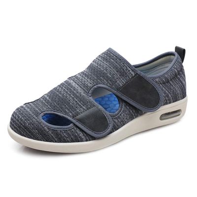 VEACAM Elderly Edema Swollen Feet Shoes, Men Women Adjustable Strap Extra Wide Fit Orthopedic Sneakers Breathable Diabetic Walking Shoes,Dark Gray,11
