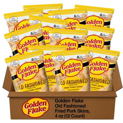 Golden Flake Original Pork Rinds, 4 oz Bags (12 Count)