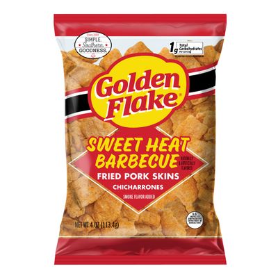 Golden Flake Sweet Heat Pork Rinds, 4 oz Bags (Pack of 12) Spicy-Sweet Crunchy Pork Skins Gluten-Free, Keto Snack with Bold Southern Flavor
